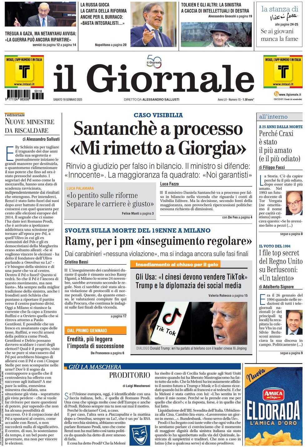 Prima-pagina-libero-edizione-di-oggi-18-01-2025