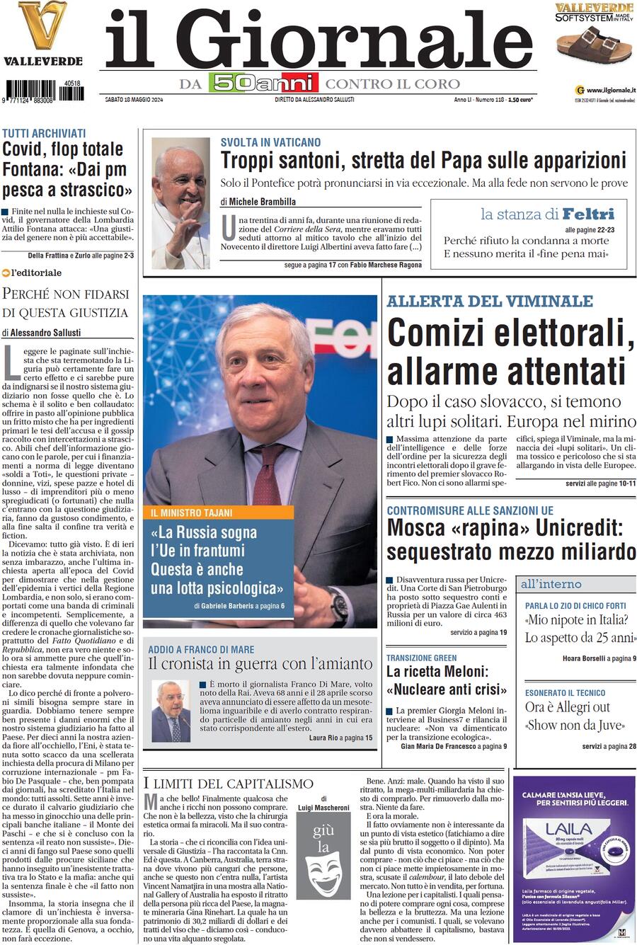 Prima-pagina-libero-edizione-di-oggi-18-05-2024