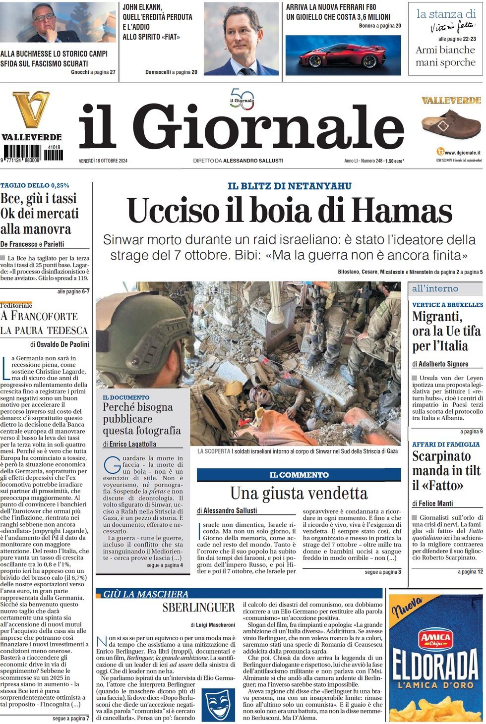 Prima-pagina-libero-edizione-di-oggi-18-10-2024