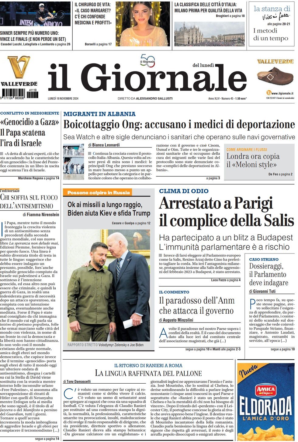 Prima-pagina-libero-edizione-di-oggi-18-11-2024