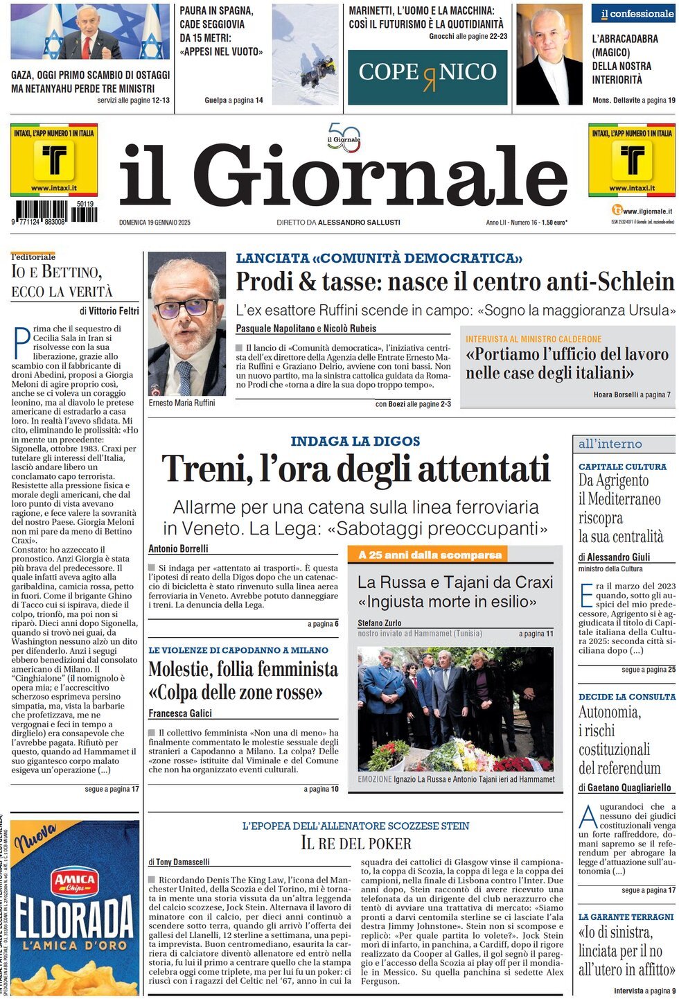 Prima-pagina-libero-edizione-di-oggi-19-01-2025