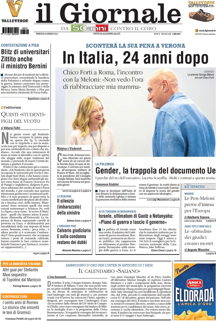 Prima-pagina-libero-edizione-di-oggi-19-05-2024