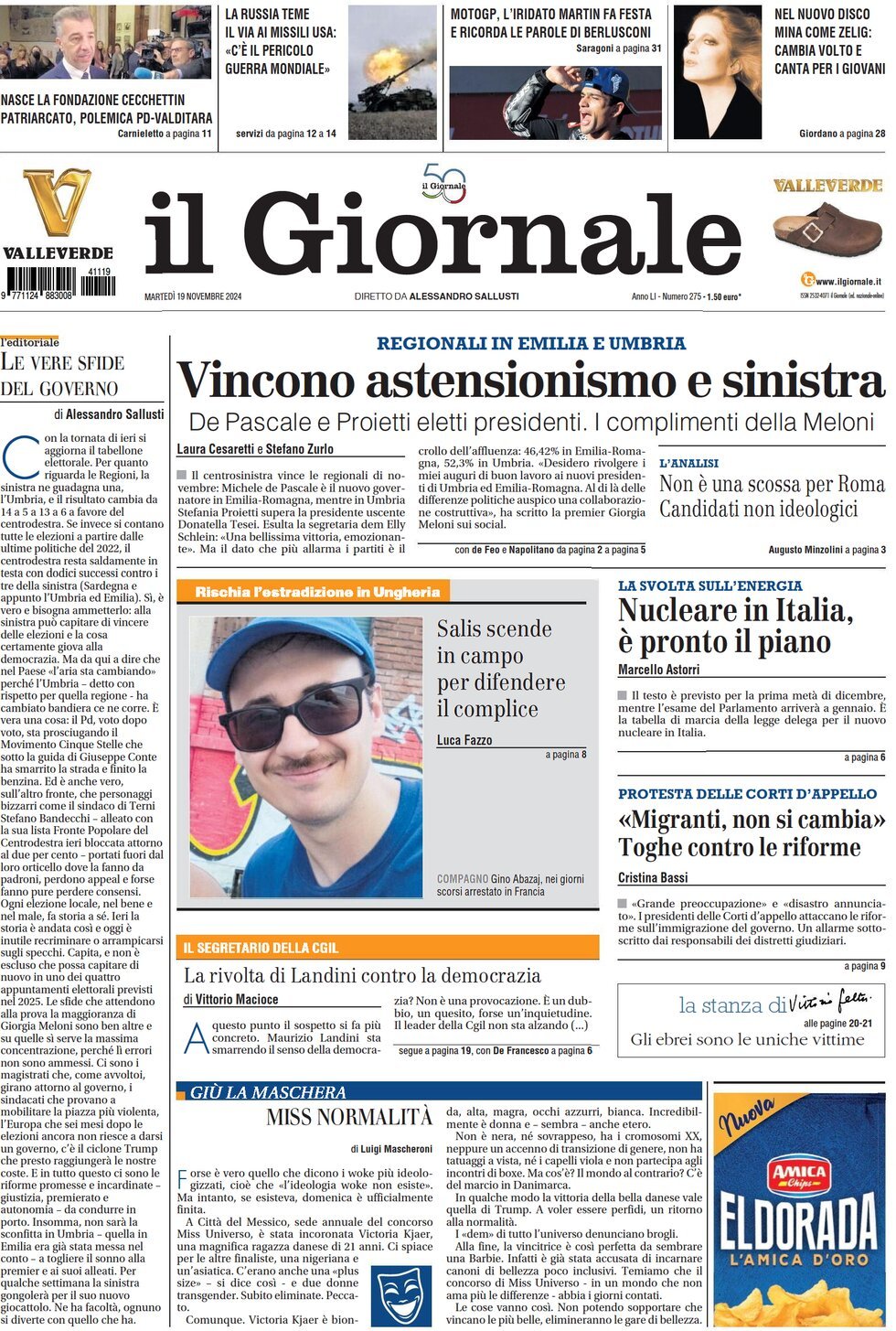 Prima-pagina-libero-edizione-di-oggi-19-11-2024