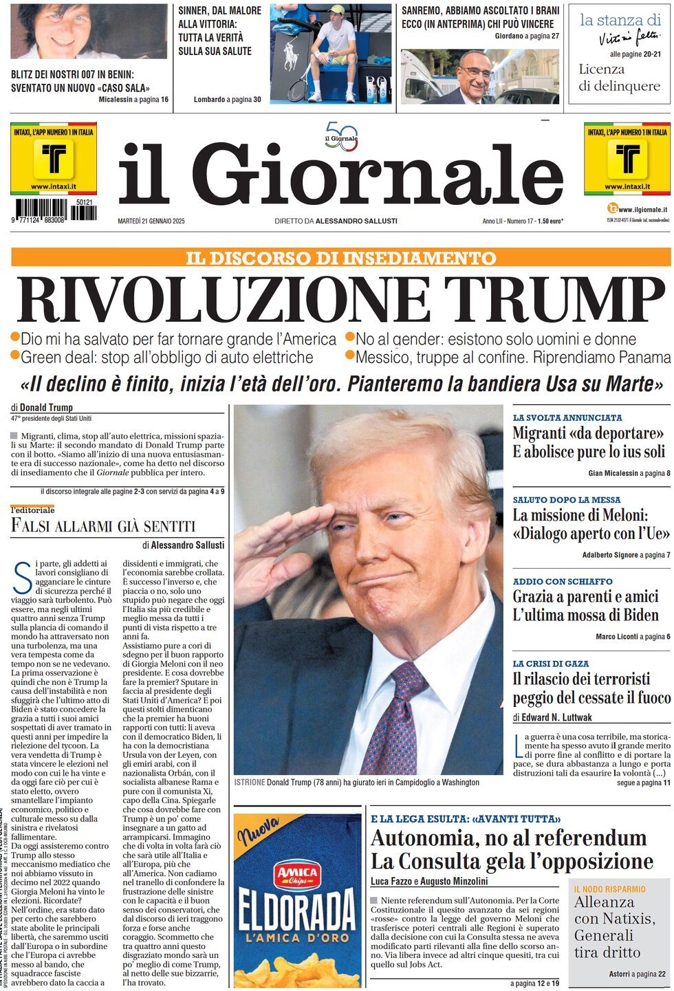 Prima-pagina-libero-edizione-di-oggi-21-01-2025