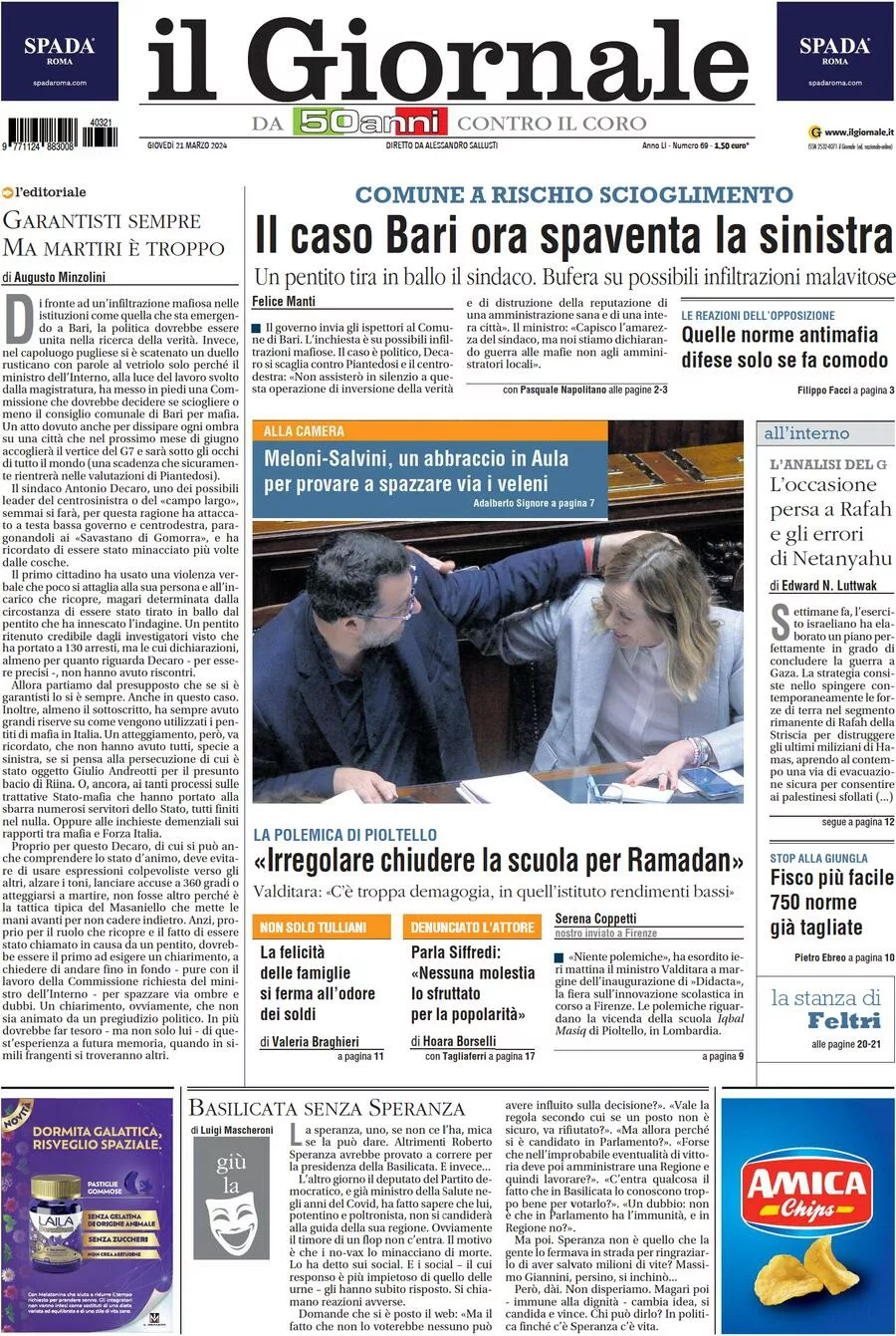 Prima-pagina-libero-edizione-di-oggi-21-03-2024