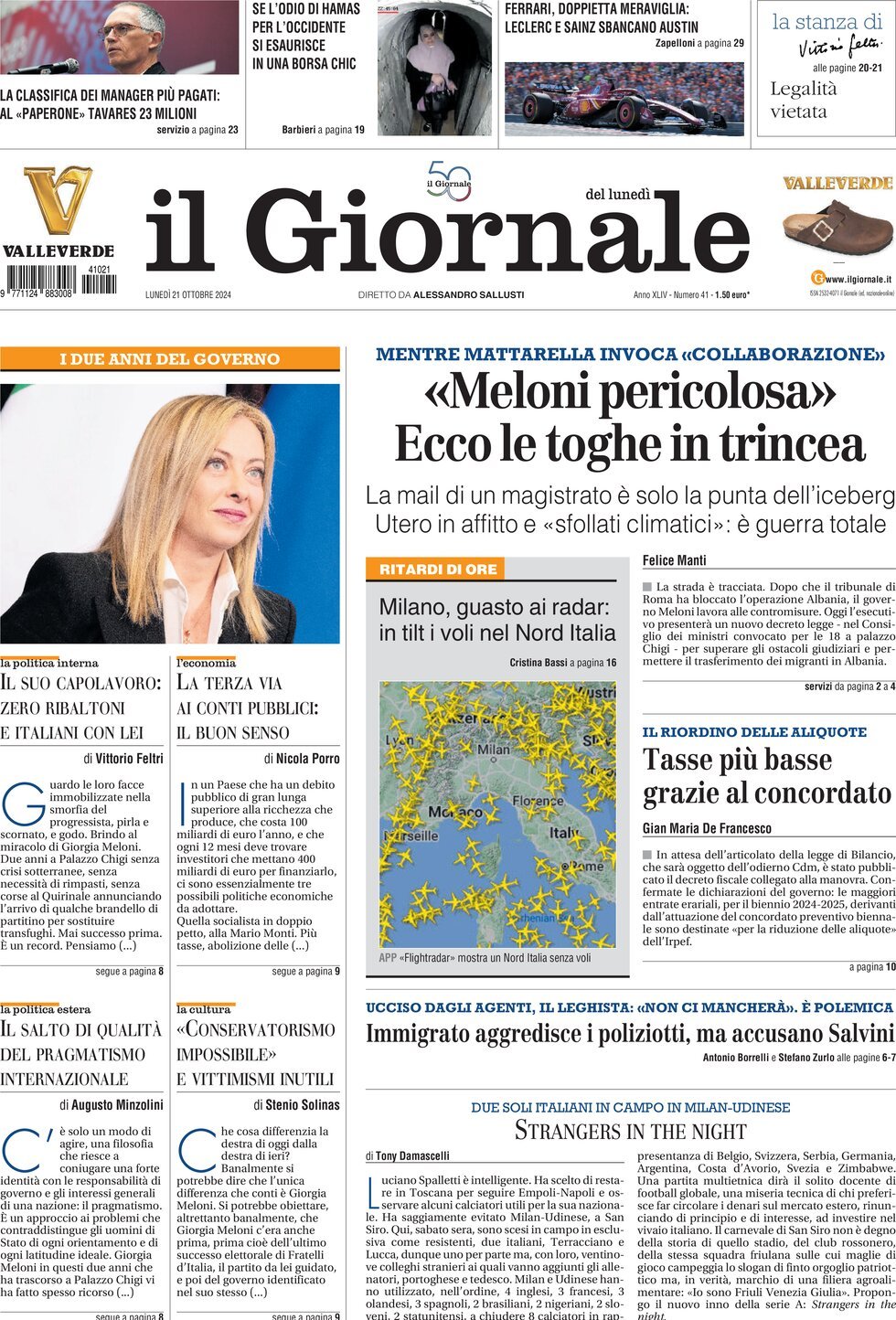 Prima-pagina-libero-edizione-di-oggi-21-10-2024