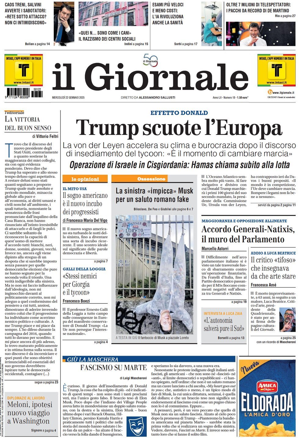 Prima-pagina-libero-edizione-di-oggi-22-01-2025