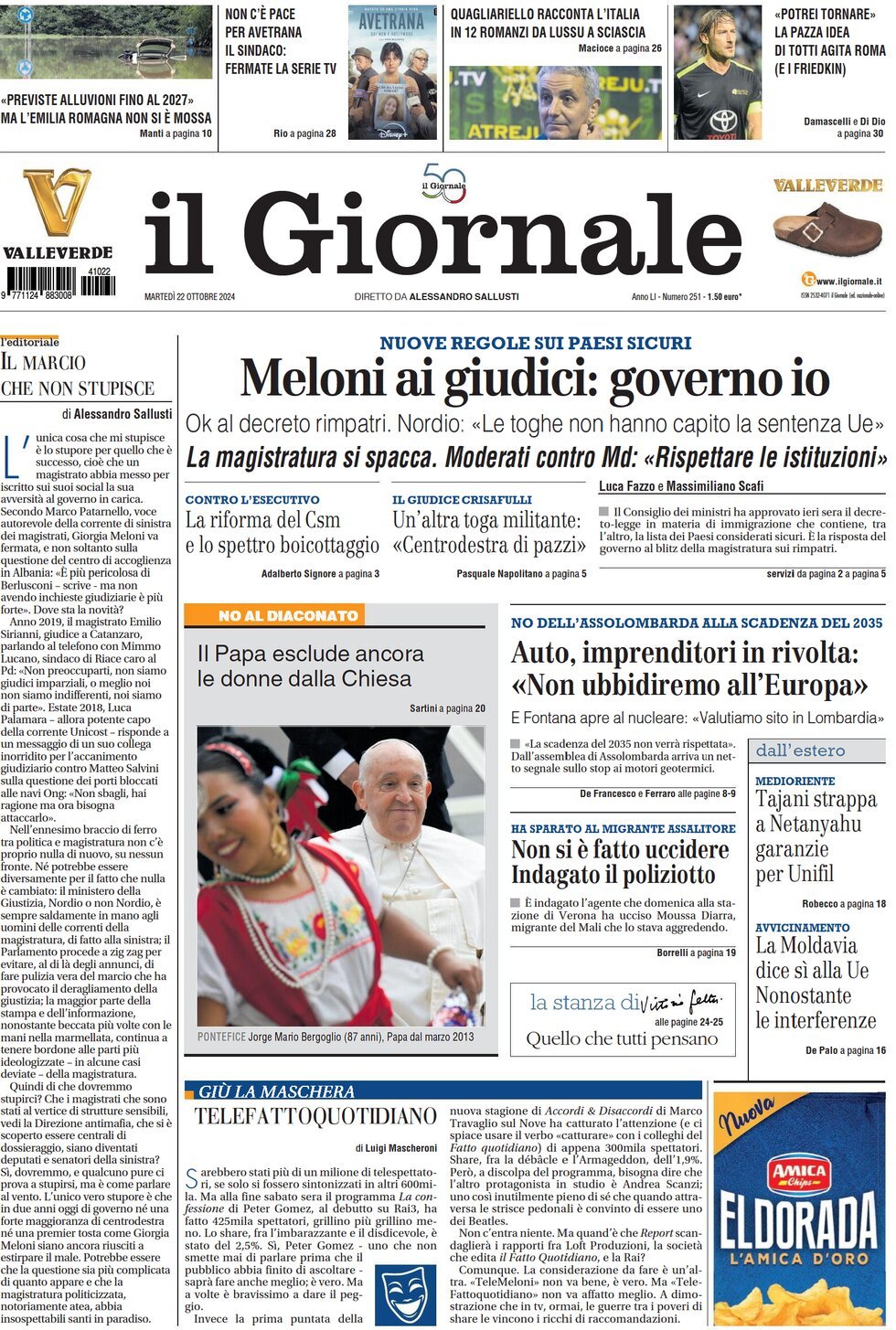 Prima-pagina-libero-edizione-di-oggi-22-10-2024