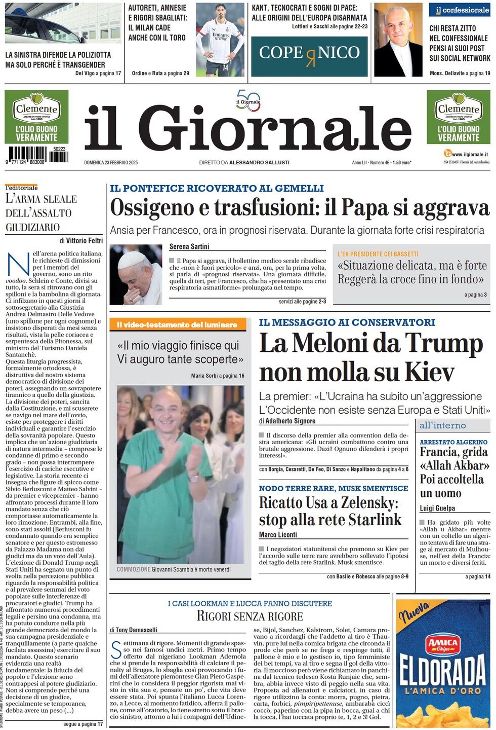 Prima-pagina-libero-edizione-di-oggi-23-02-2025