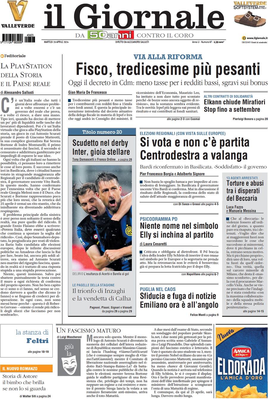 Prima-pagina-libero-edizione-di-oggi-23-04-2024