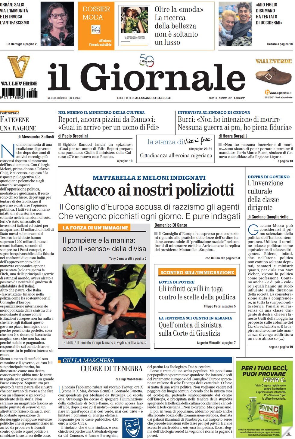 Prima-pagina-libero-edizione-di-oggi-23-10-2024