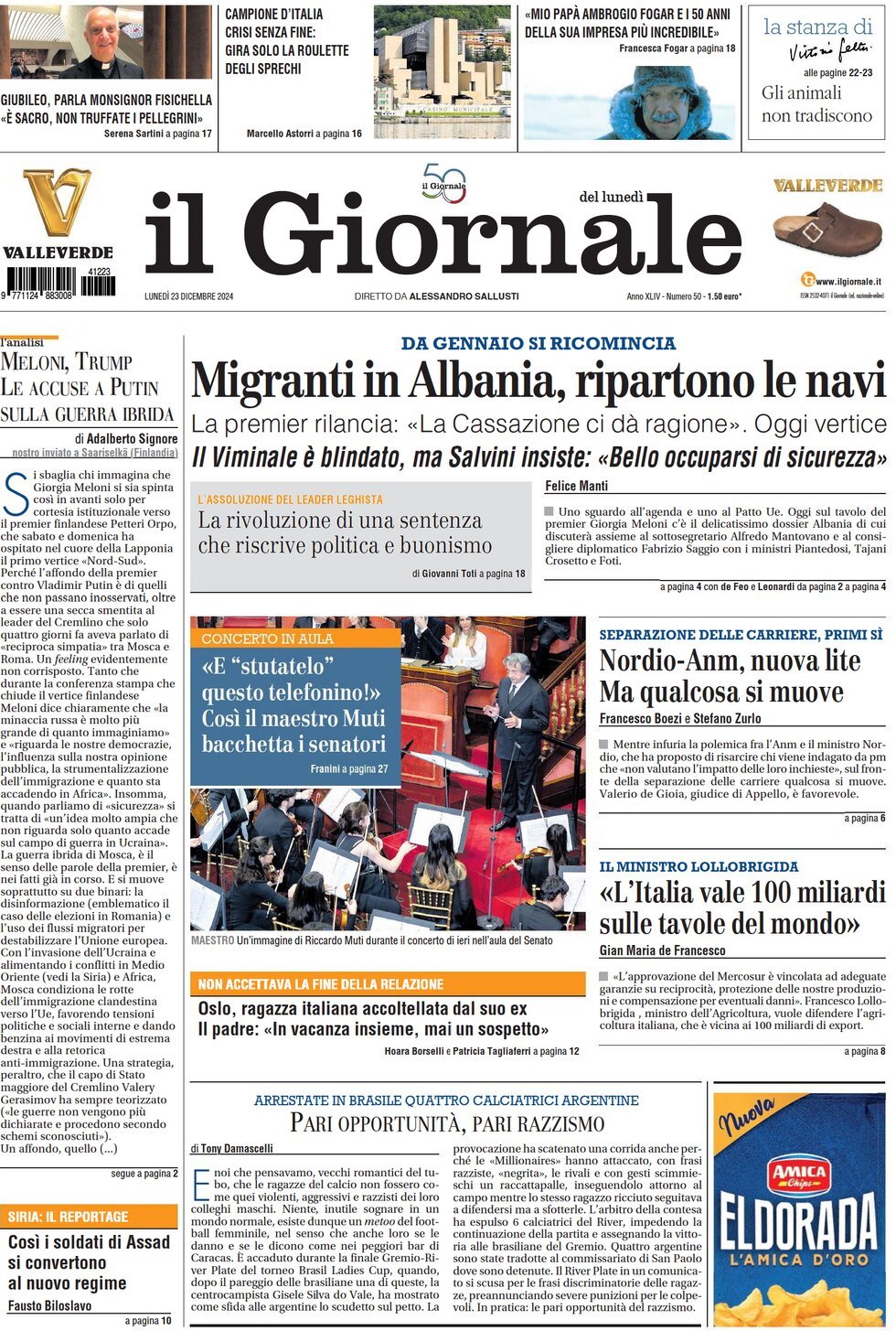 Prima-pagina-libero-edizione-di-oggi-23-12-2024