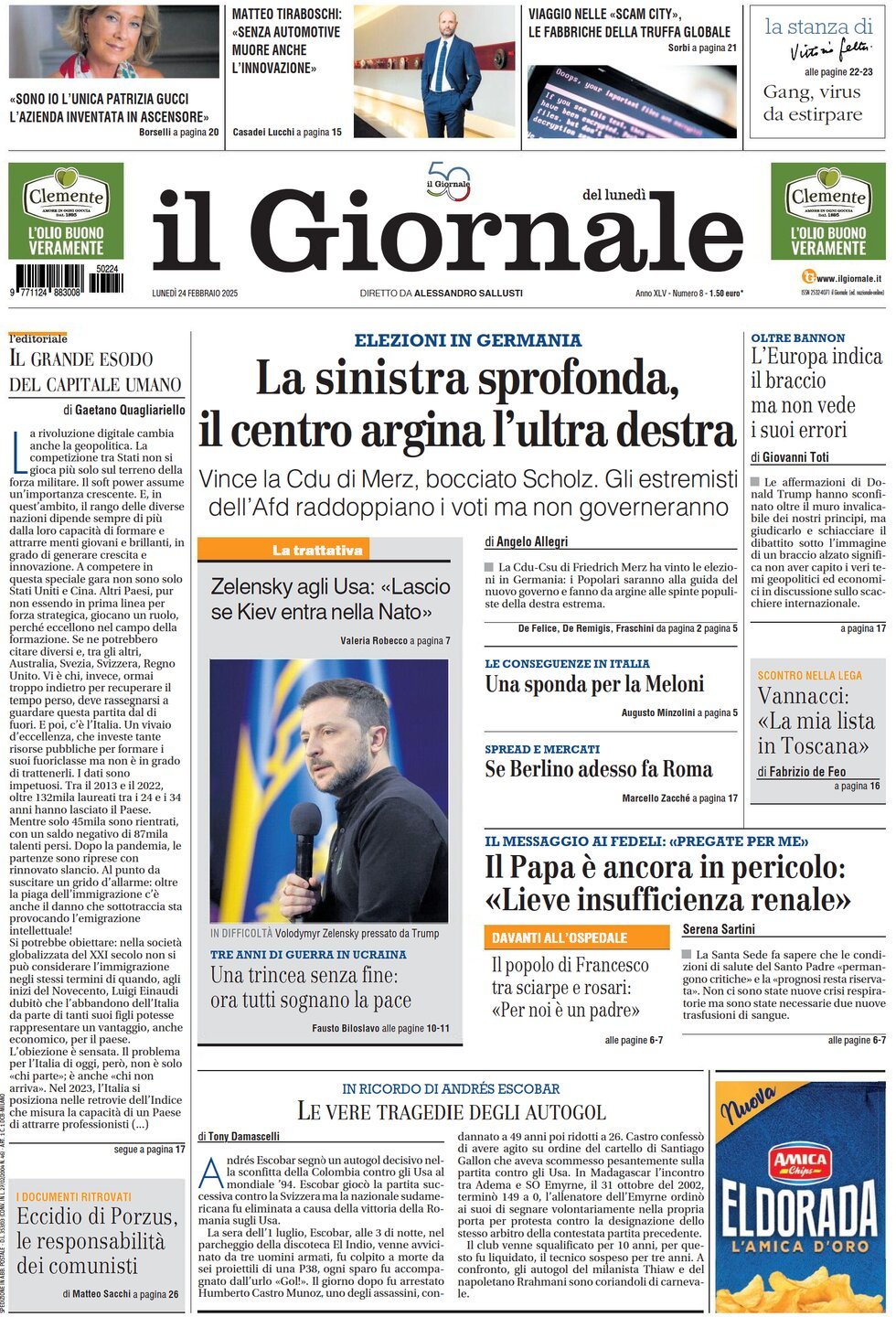 Prima-pagina-libero-edizione-di-oggi-24-02-2025