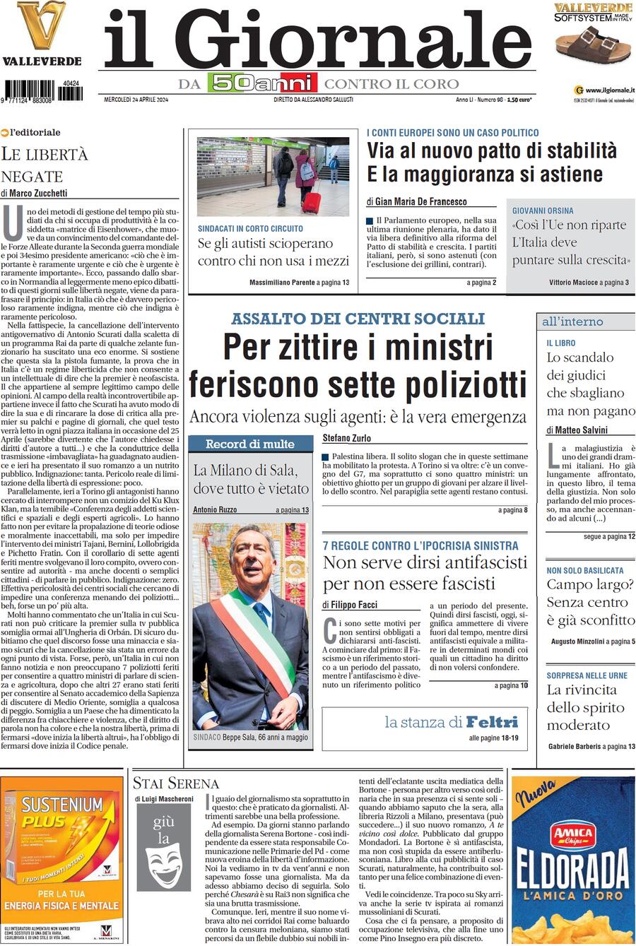 Prima-pagina-libero-edizione-di-oggi-24-04-2024