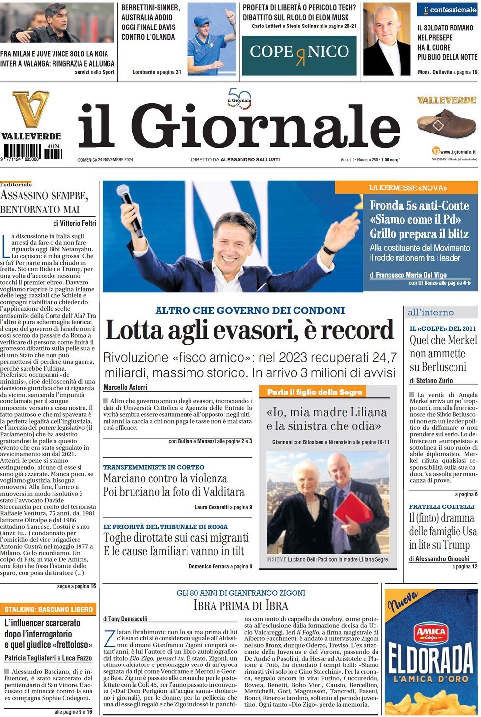 Prima-pagina-libero-edizione-di-oggi-24-11-2024