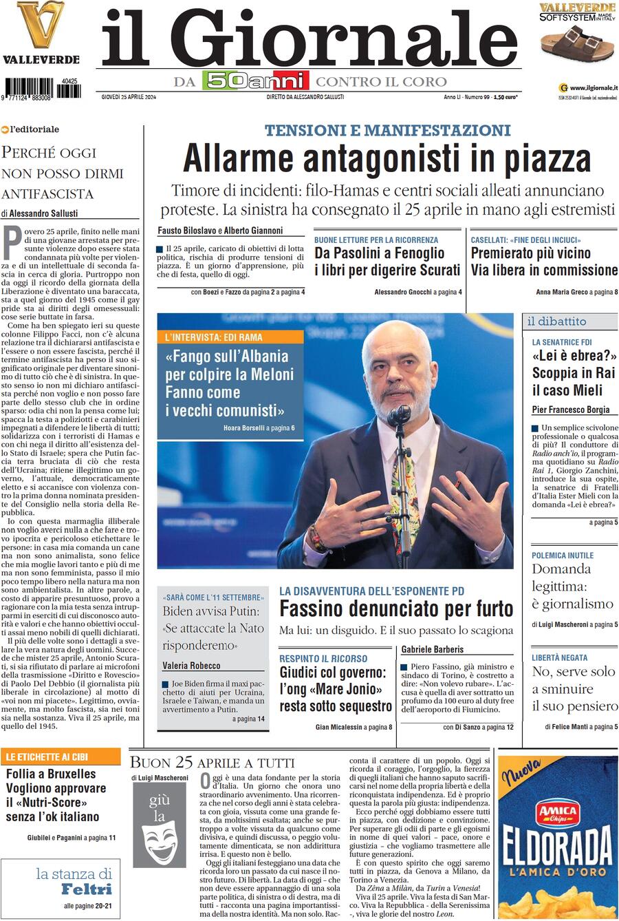 Prima-pagina-libero-edizione-di-oggi-25-04-2024