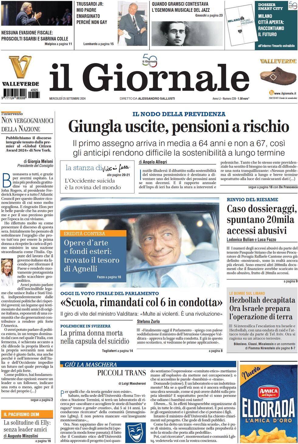 Prima-pagina-libero-edizione-di-oggi-25-09-2024