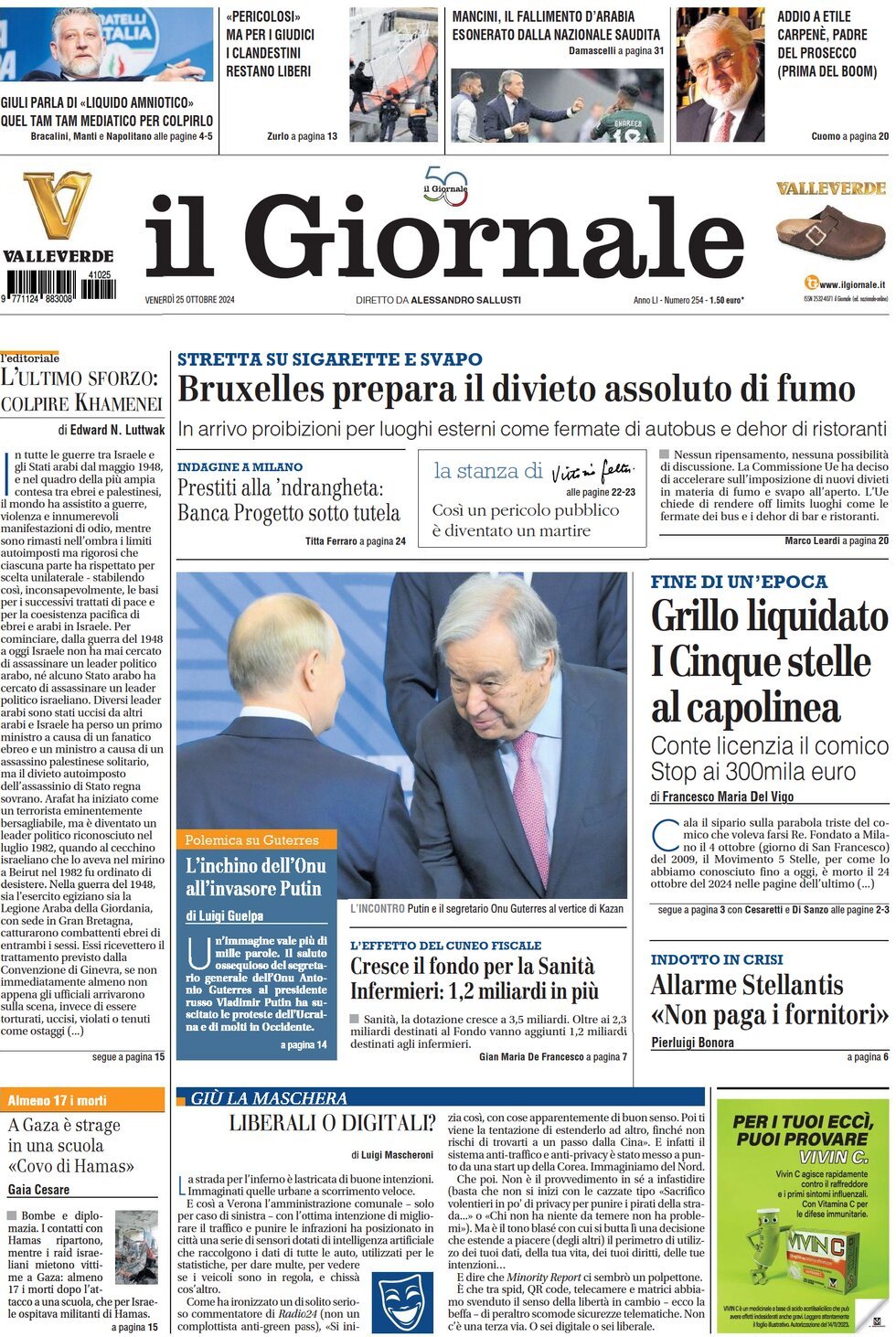 Prima-pagina-libero-edizione-di-oggi-25-10-2024