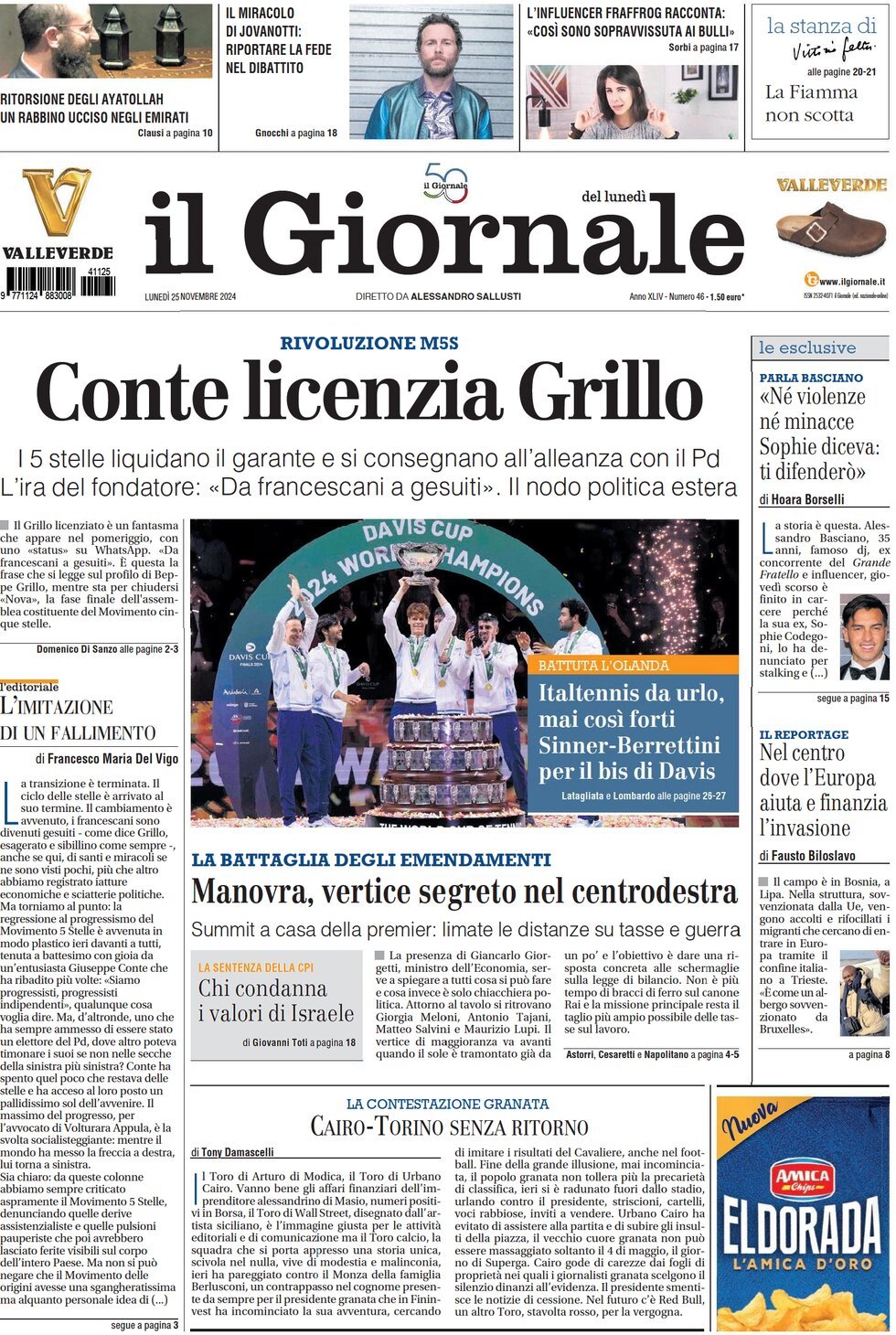 Prima-pagina-libero-edizione-di-oggi-25-11-2024