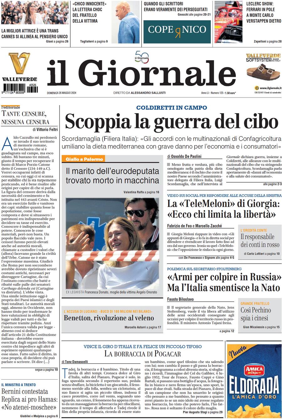 Prima-pagina-libero-edizione-di-oggi-26-05-2024