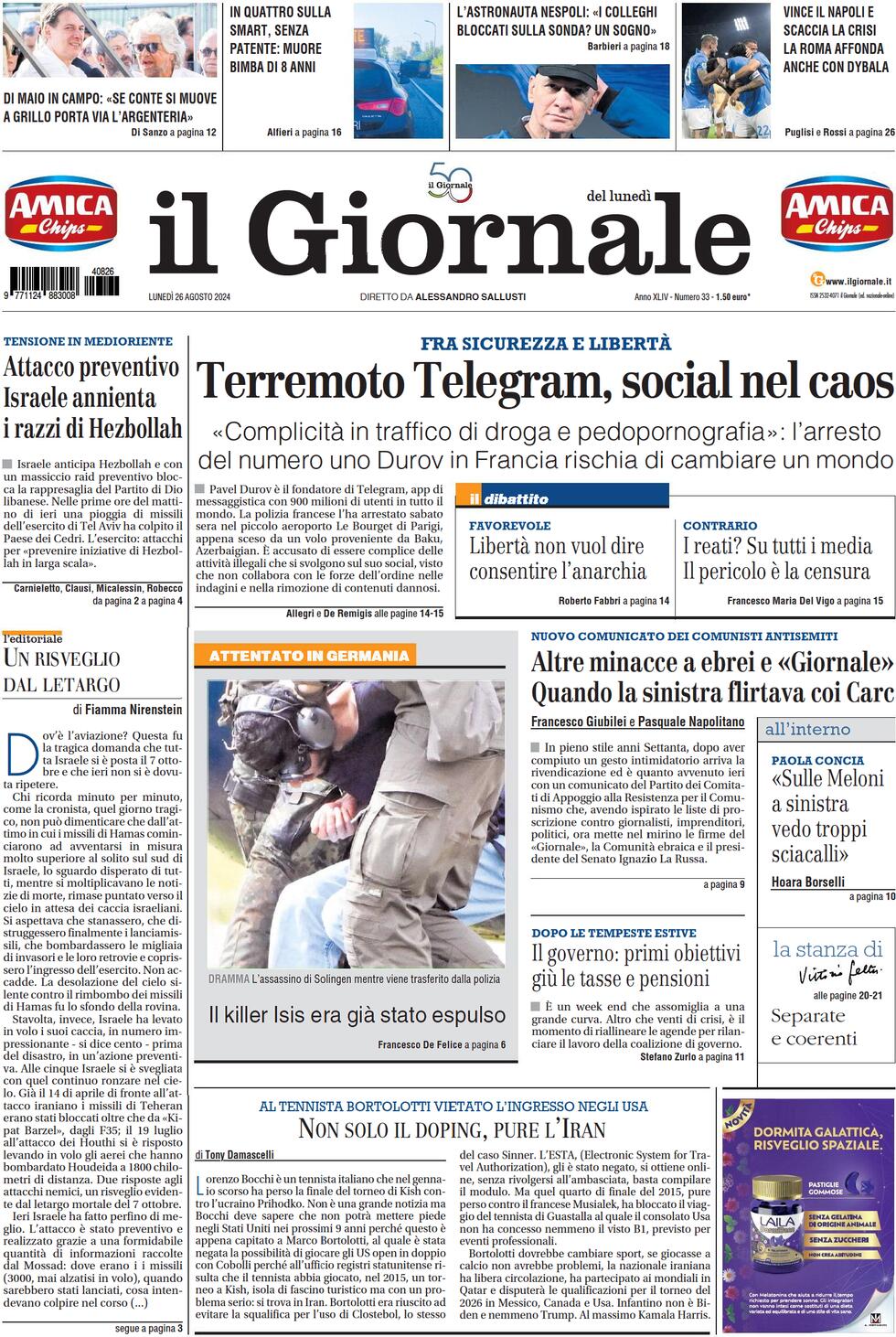 Prima-pagina-libero-edizione-di-oggi-26-08-2024