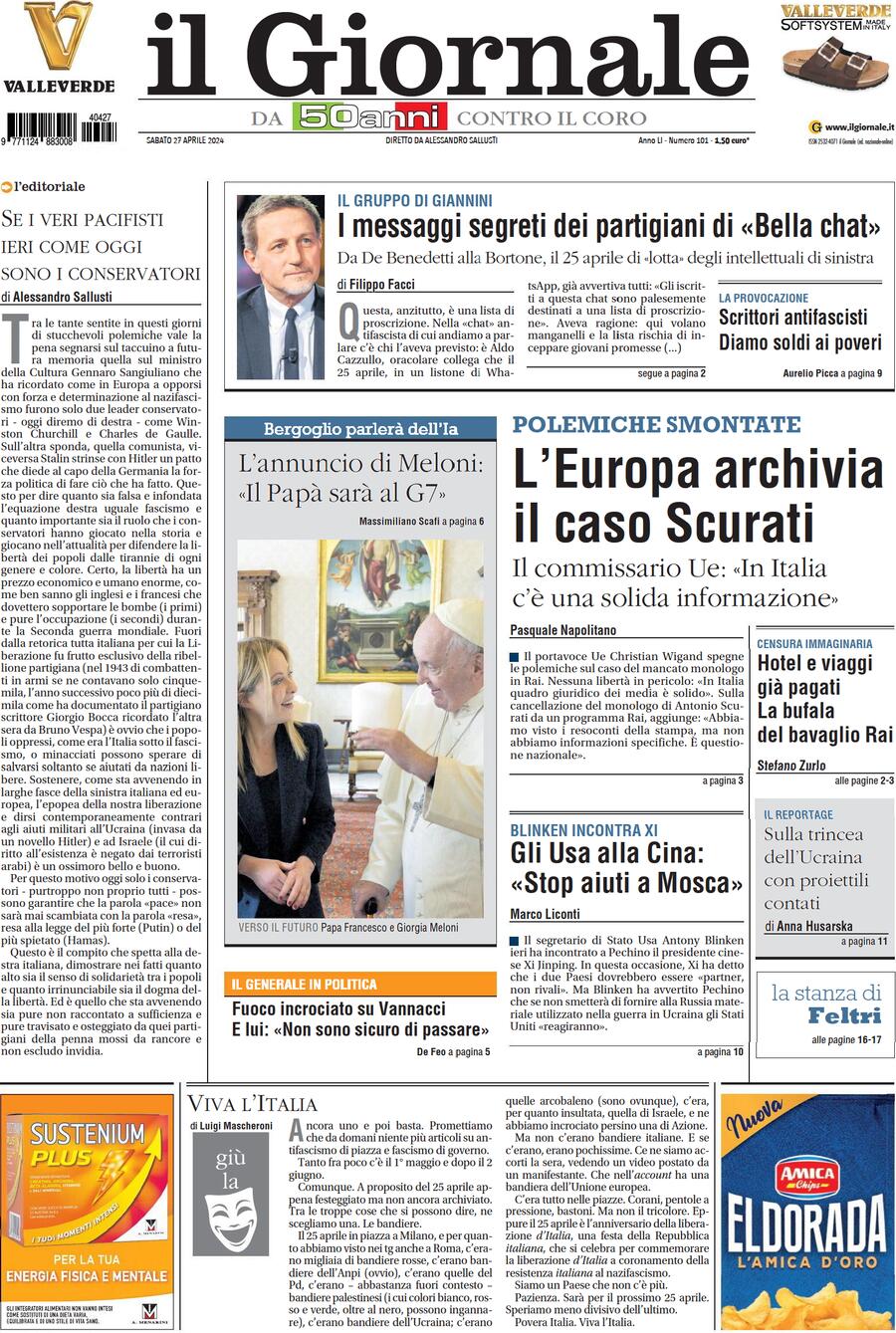 Prima-pagina-libero-edizione-di-oggi-27-04-2024