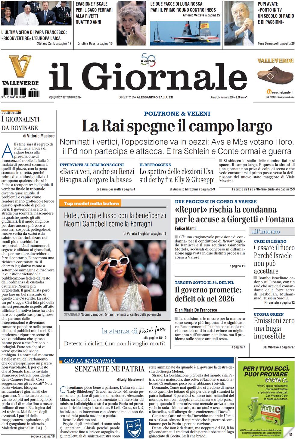 Prima-pagina-libero-edizione-di-oggi-27-09-2024