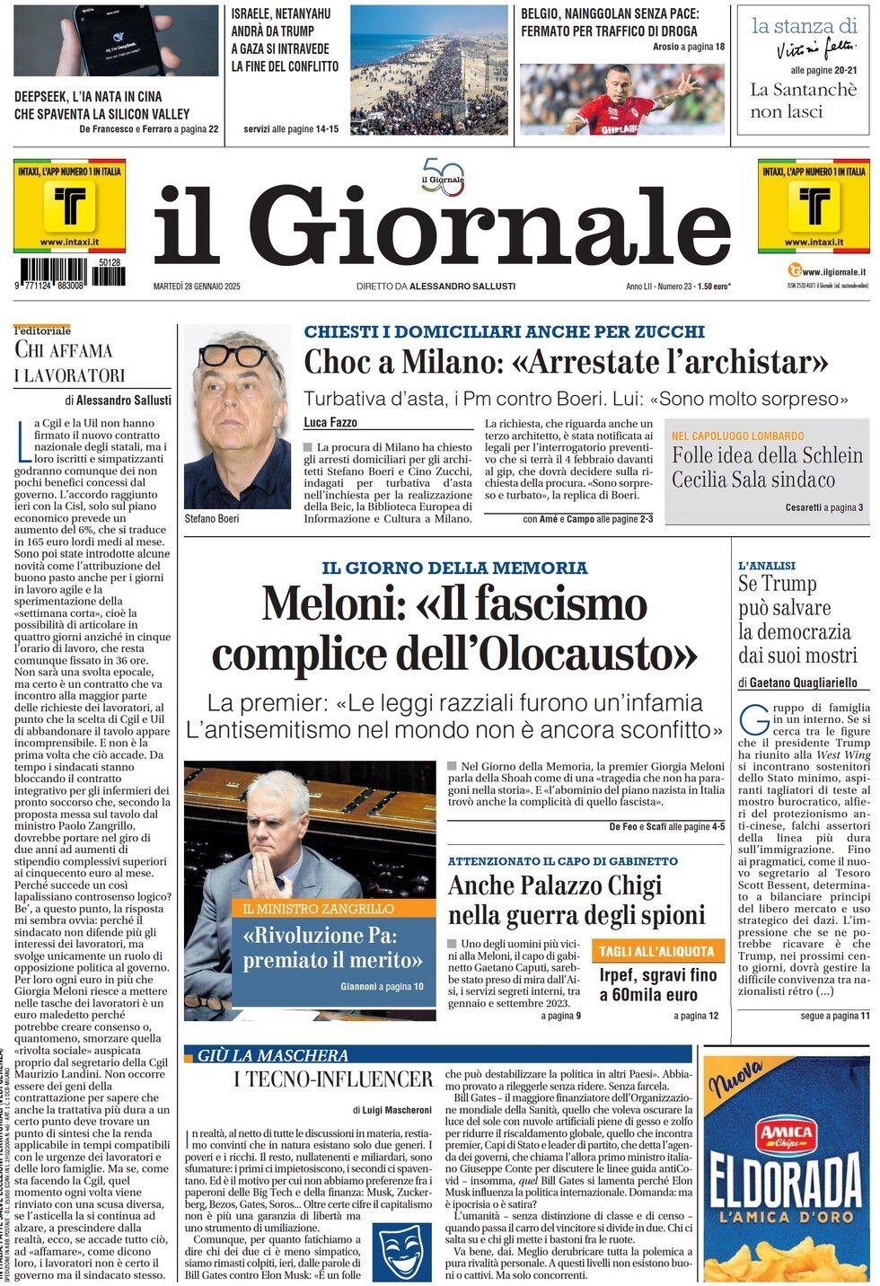 Prima-pagina-libero-edizione-di-oggi-28-01-2025