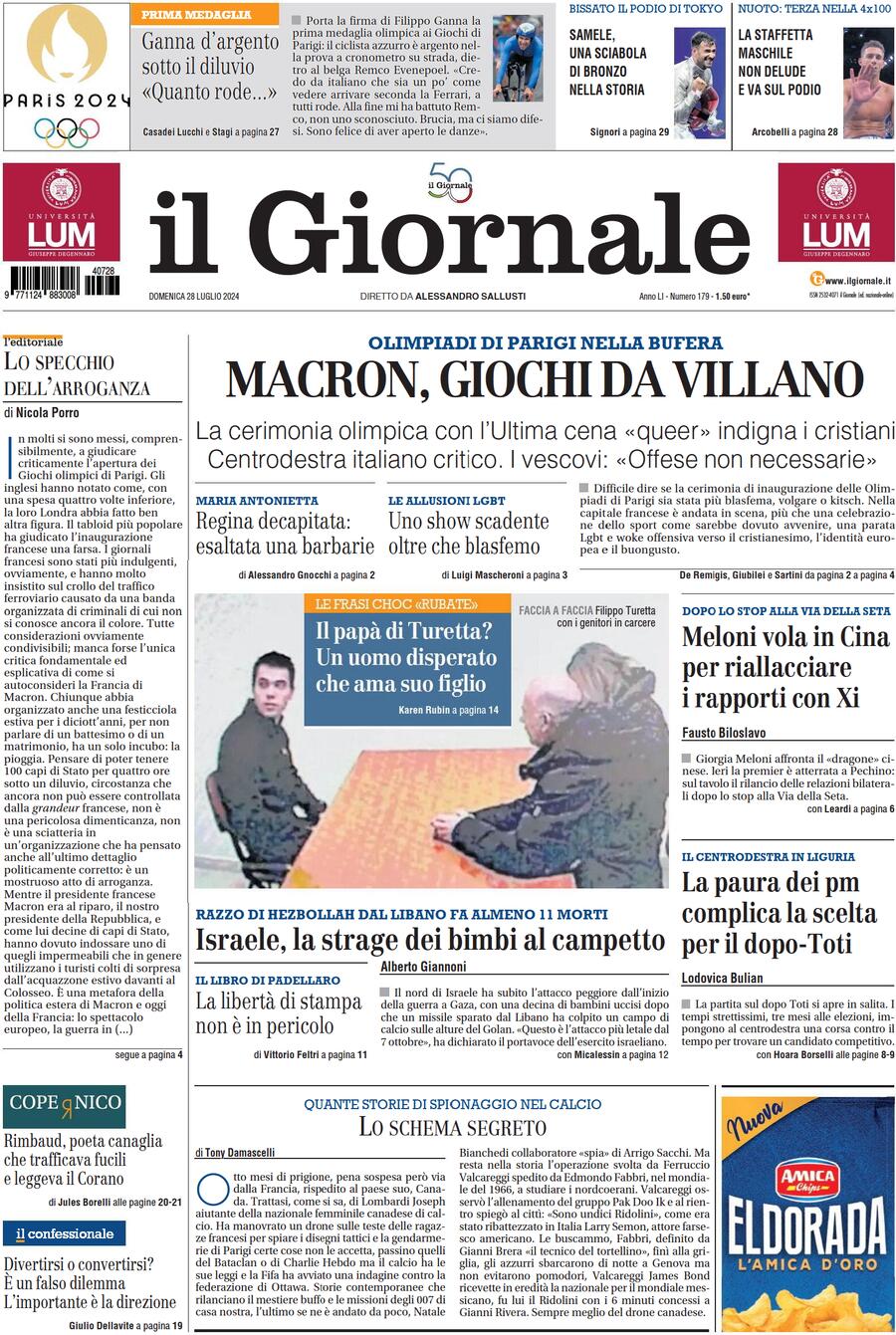 Prima-pagina-libero-edizione-di-oggi-28-07-2024