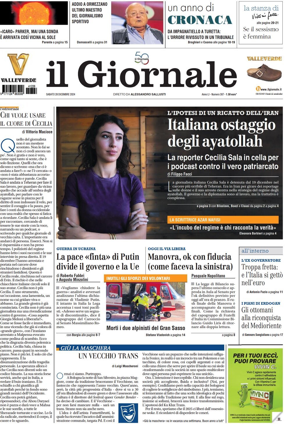 Prima-pagina-libero-edizione-di-oggi-28-12-2024