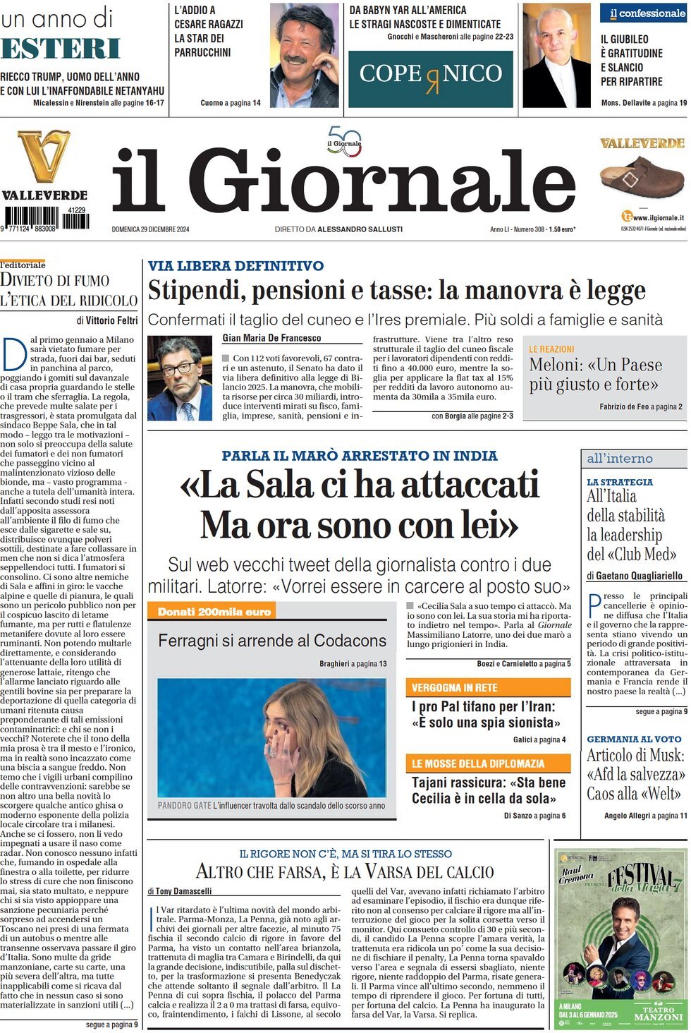 Prima-pagina-libero-edizione-di-oggi-29-12-2024