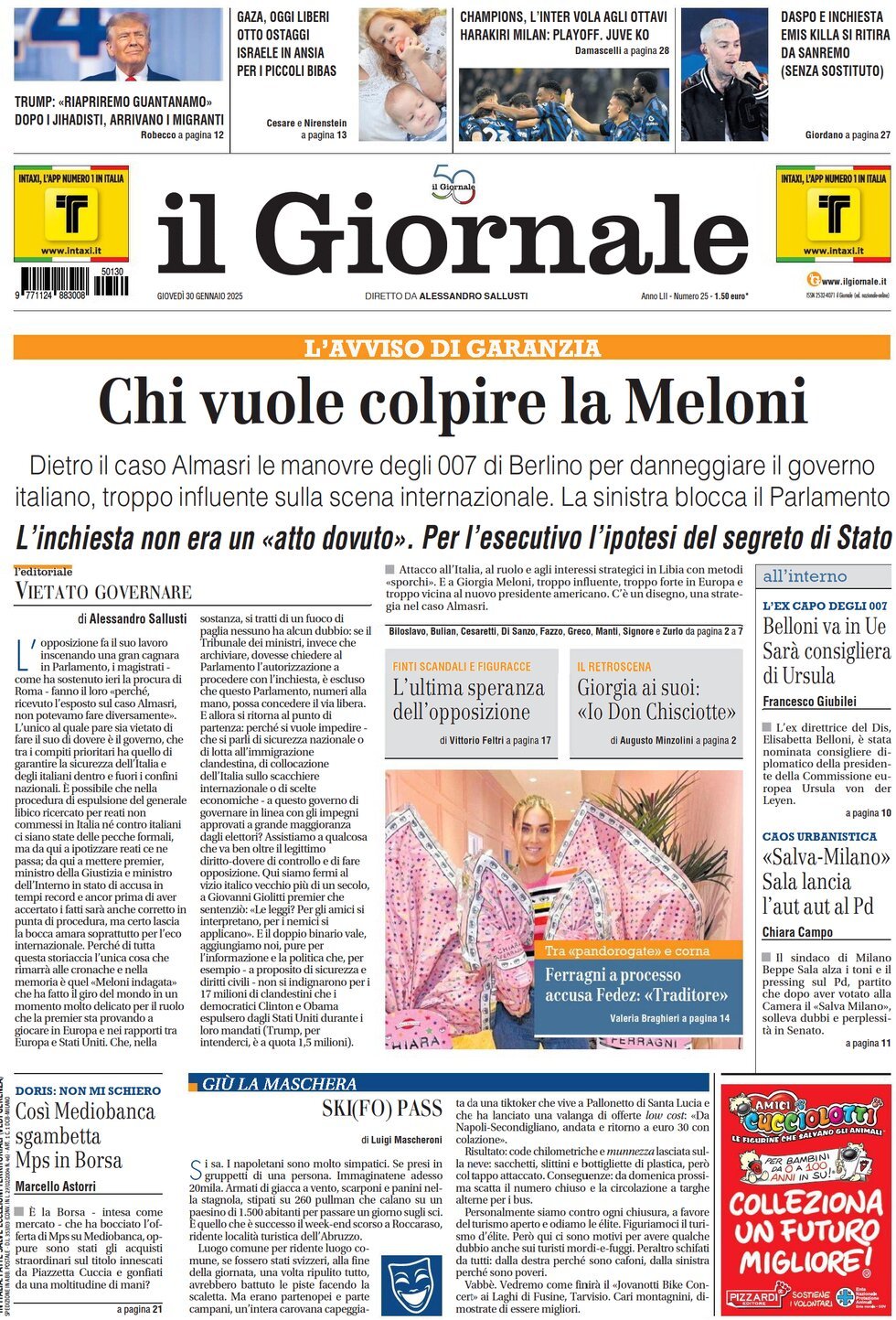 Prima-pagina-libero-edizione-di-oggi-30-01-2025