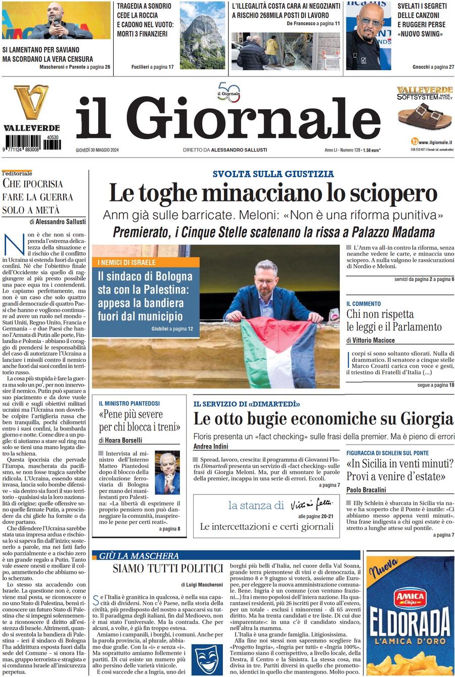 Prima-pagina-libero-edizione-di-oggi-30-05-2024