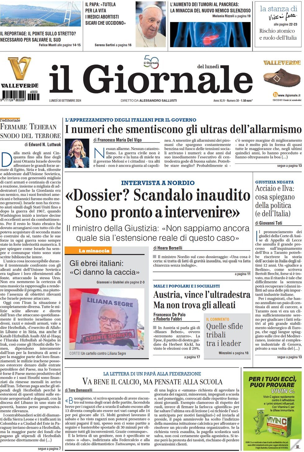 Prima-pagina-libero-edizione-di-oggi-30-09-2024