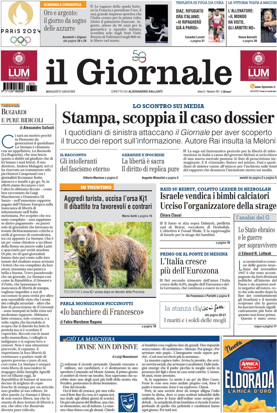 Prima-pagina-libero-edizione-di-oggi-31-07-2024