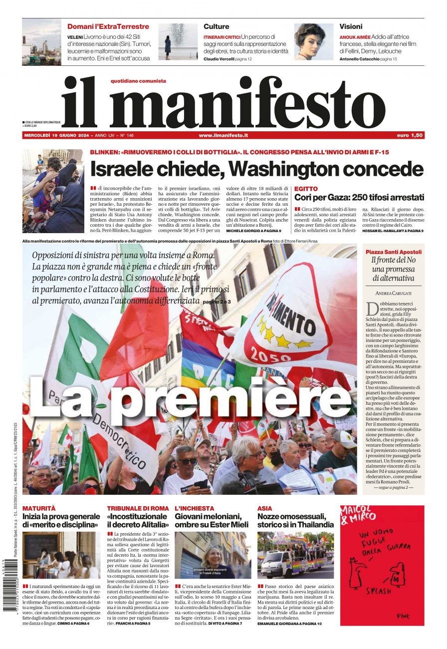 Prima-pagina-il-manifesto-edizione-del-20240619