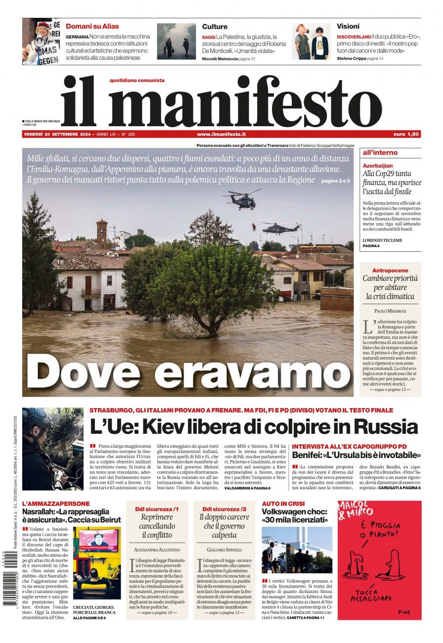 Prima-pagina-il-manifesto-edizione-del-20240920