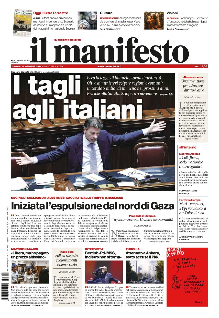 Prima-pagina-il-manifesto-edizione-del-20241024