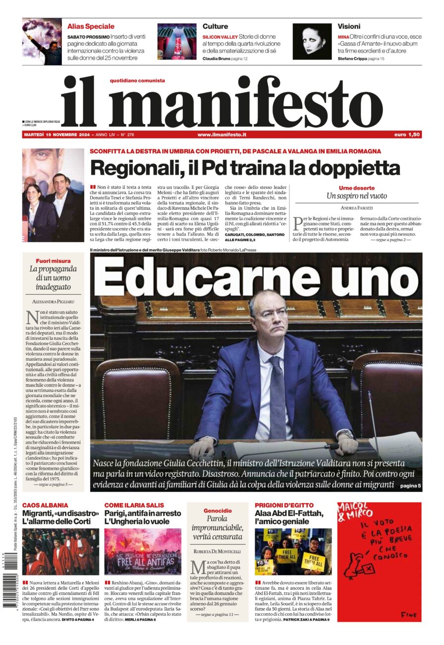 Prima-pagina-il-manifesto-edizione-del-20241119