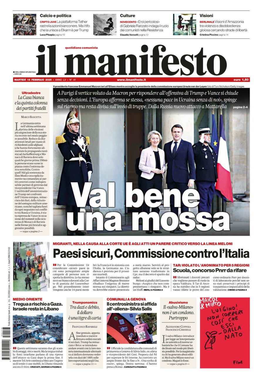 Prima-pagina-il-manifesto-edizione-del-20250218