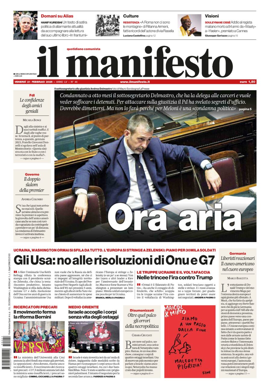 Prima-pagina-il-manifesto-edizione-del-20250221