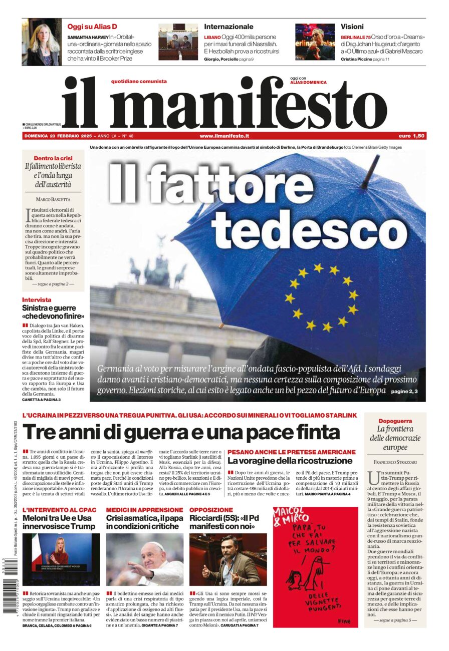 Prima-pagina-il-manifesto-edizione-del-20250223