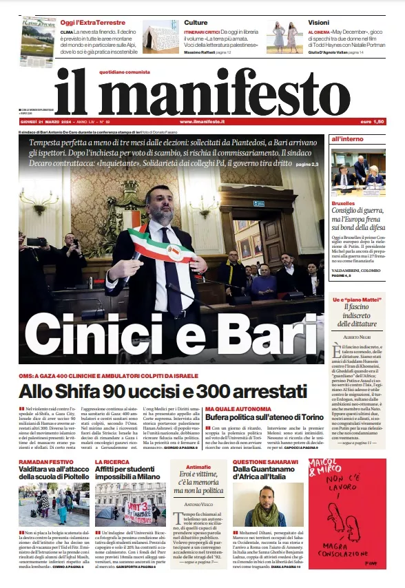 Prima-pagina-il-manifesto-edizione-di-oggi-21-03-2024