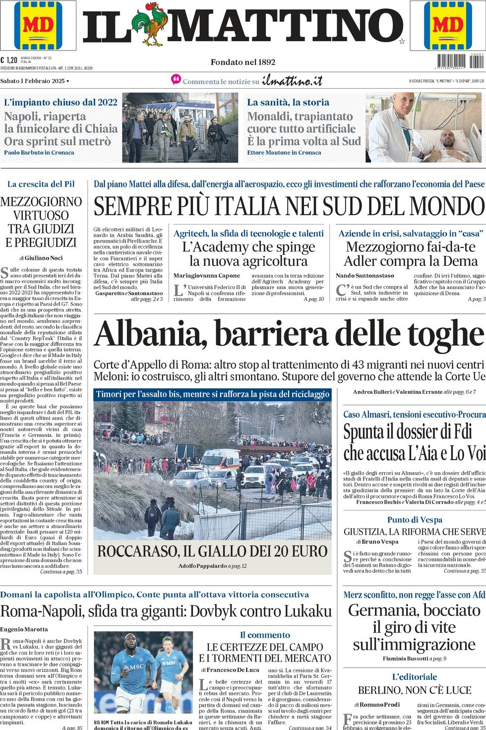 Prima-pagina-il-mattino-edizione-di-oggi-01-02-2025