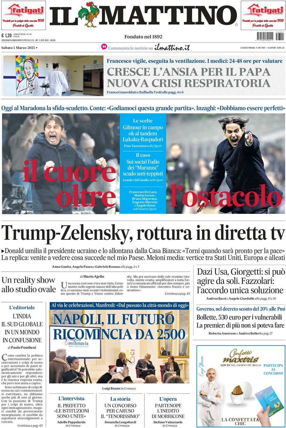 Prima-pagina-il-mattino-edizione-di-oggi-01-03-2025