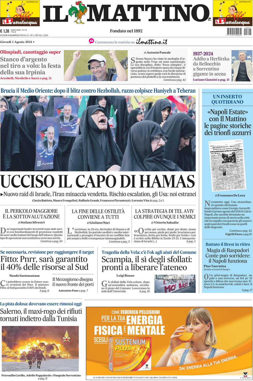 Prima-pagina-il-mattino-edizione-di-oggi-01-08-2024