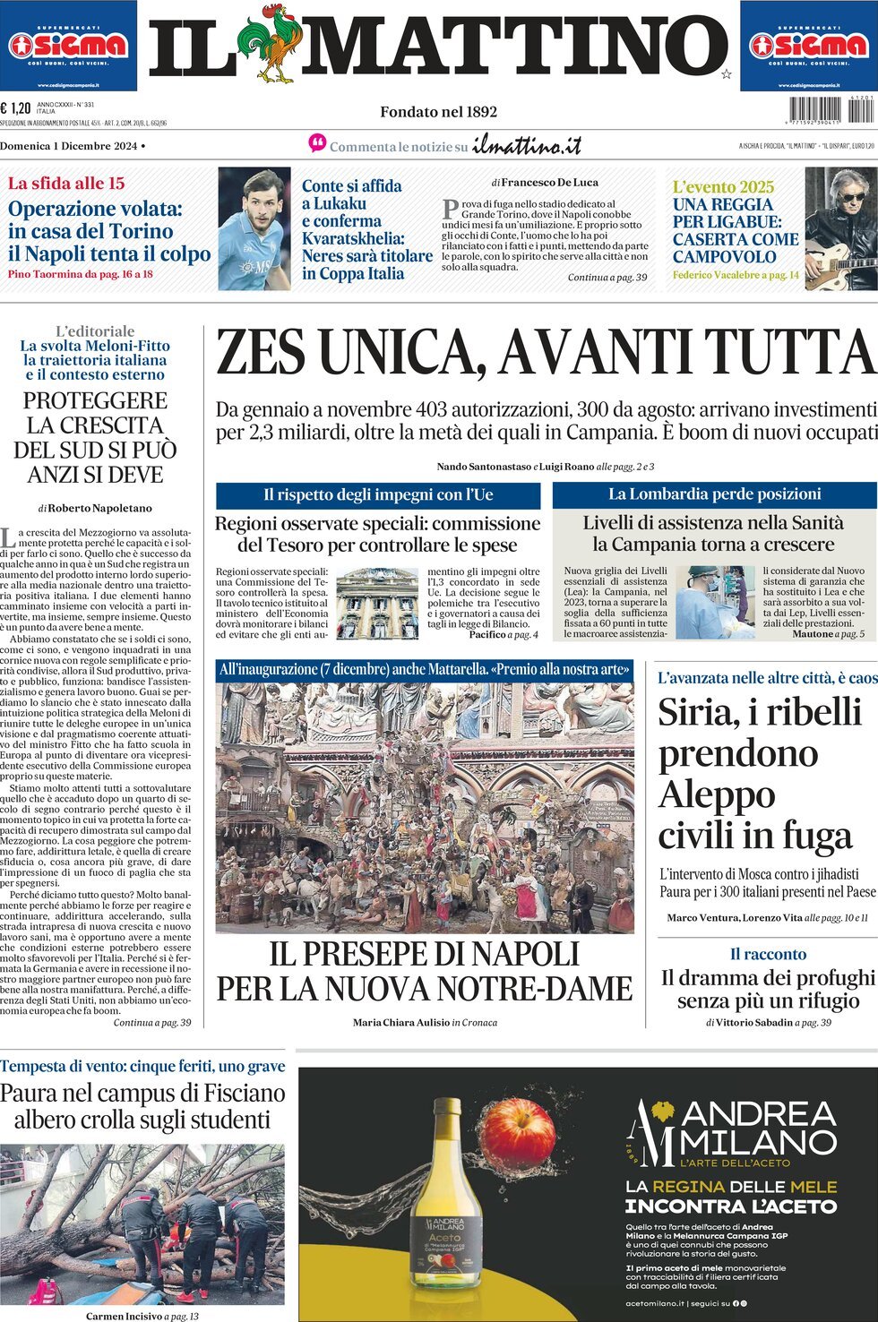 Prima-pagina-il-mattino-edizione-di-oggi-01-12-2024