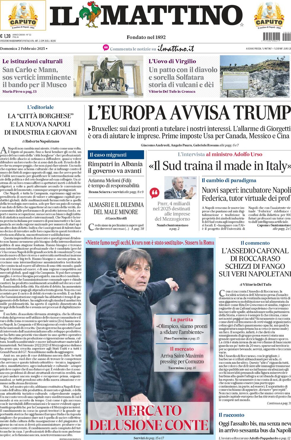 Prima-pagina-il-mattino-edizione-di-oggi-02-02-2025