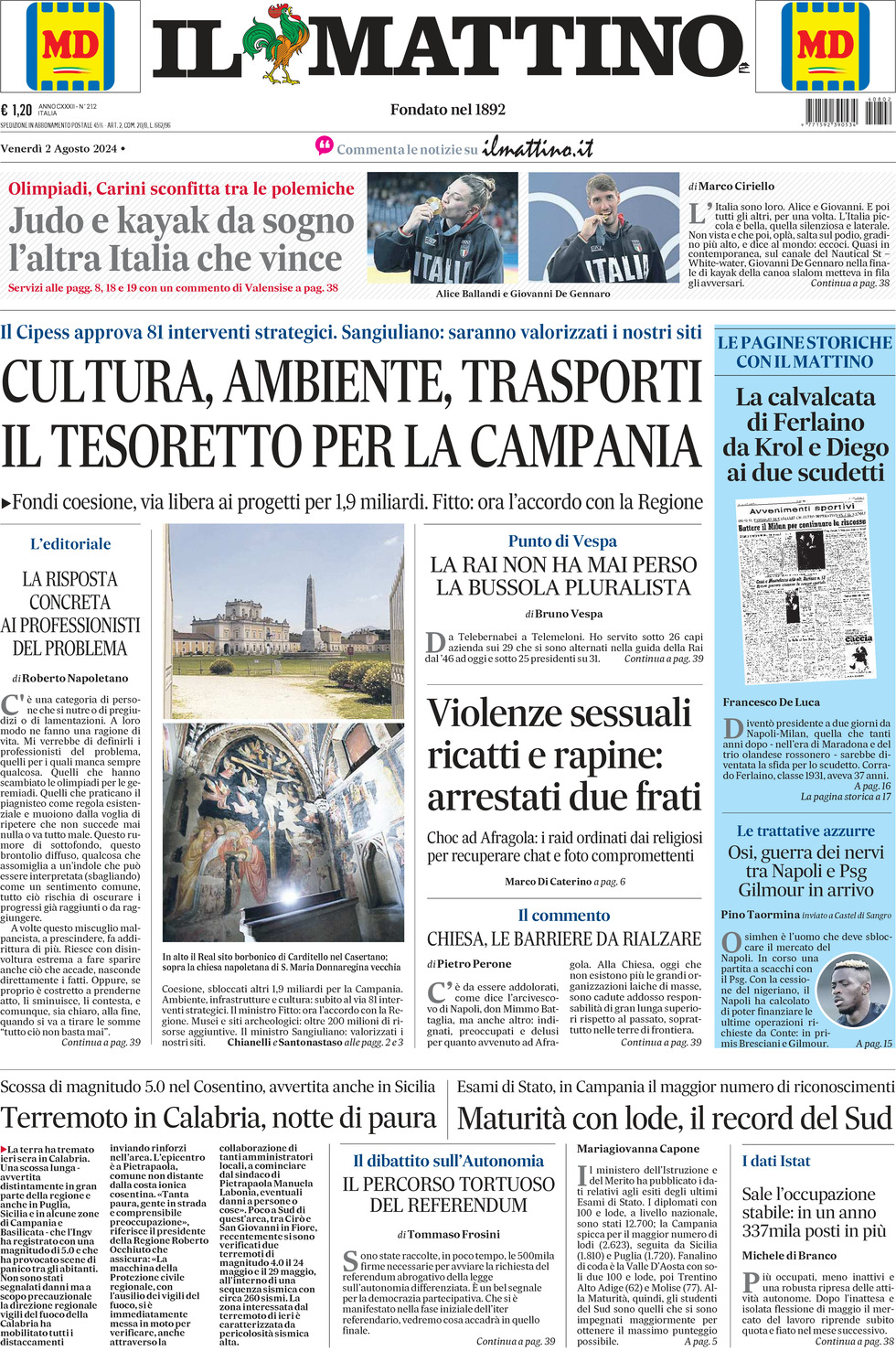 Prima-pagina-il-mattino-edizione-di-oggi-02-08-2024