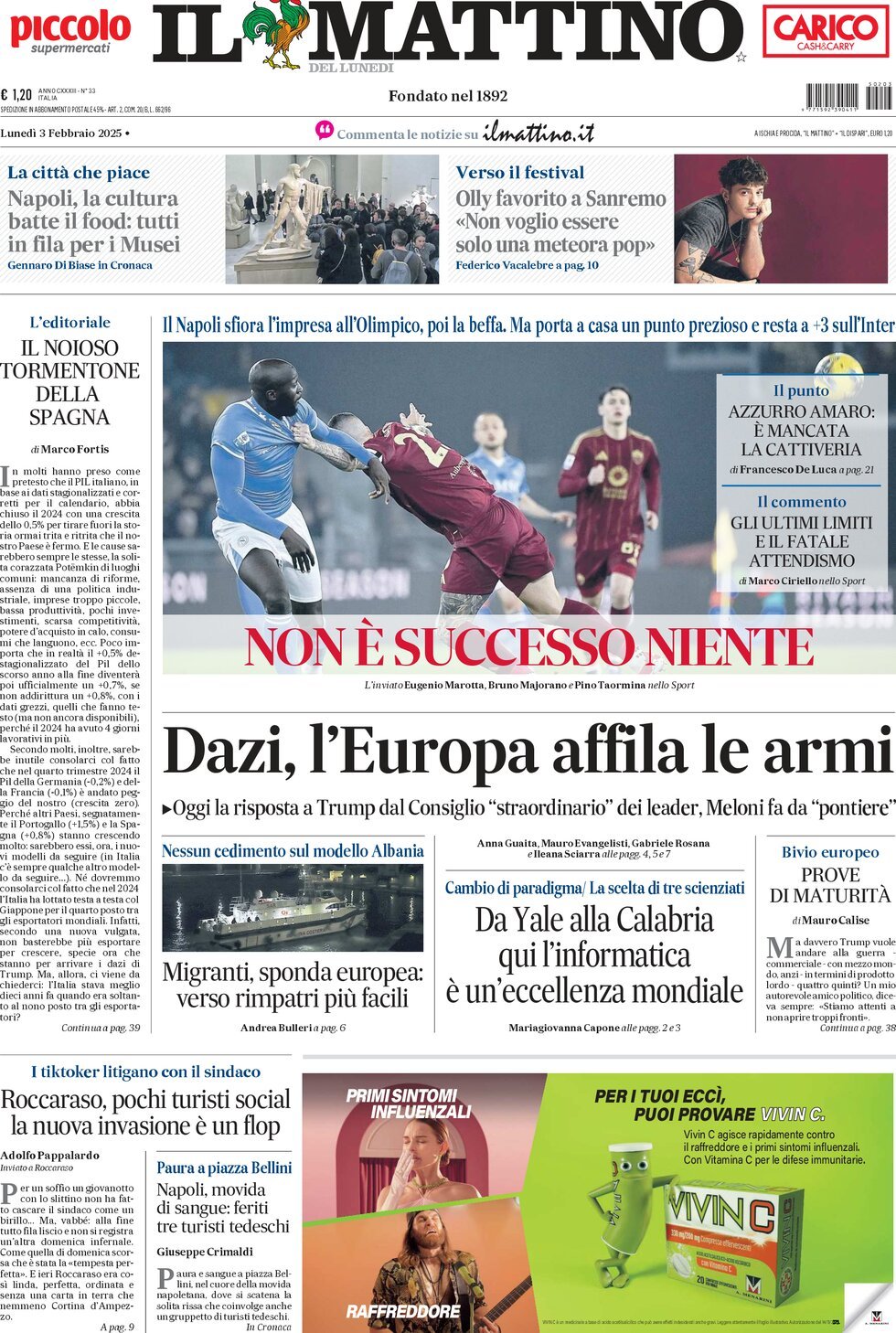 Prima-pagina-il-mattino-edizione-di-oggi-03-02-2025